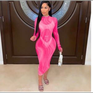 Summer Dress. Pink and white coverup dress